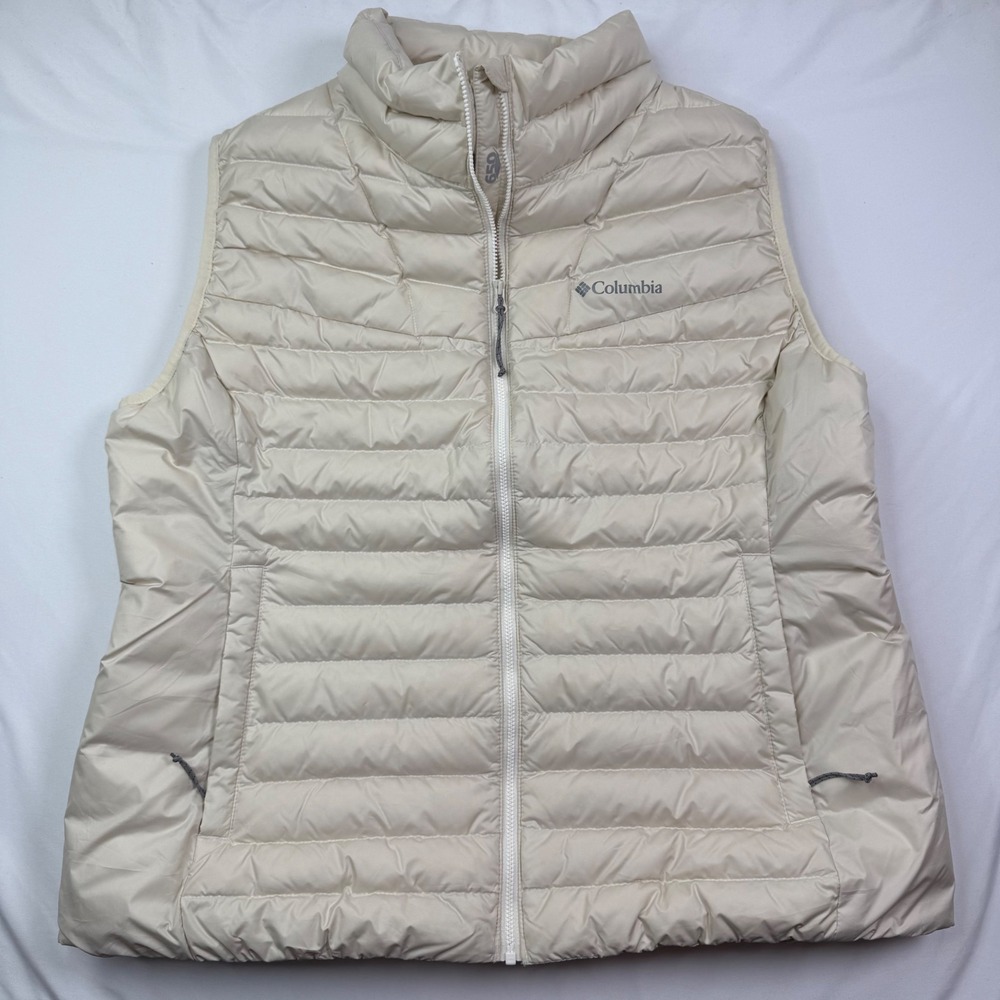 Columbia Lake 22 Down Vest Womens XL Cream Omni-Heat 650 Fill Packable Puffer